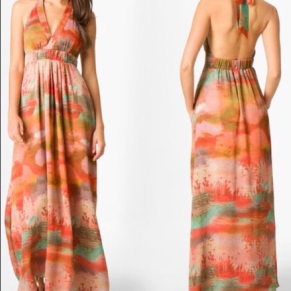 Jessica Simpson Watercolor Backless Maxi Dress